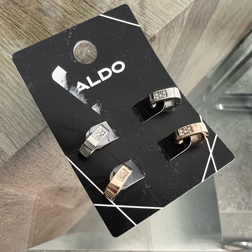 ALDO Earring 2-Pairs Gold & Silver Grus-962 NEW - Picture 1 of 3